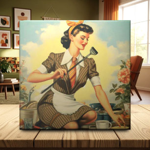 Vintage Beauty Pin-Up Kakelplatta