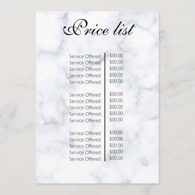 Vintage Beauty Salon Price List Meny (Framsida)