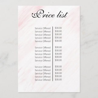 Vintage Beauty Salon Price List Meny