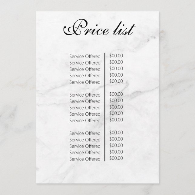 Vintage Beauty Salon Price List Meny (Framsida)