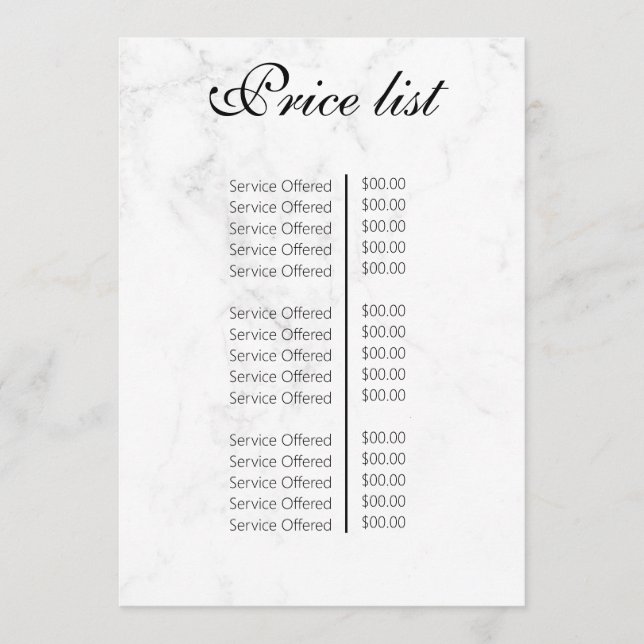 Vintage Beauty Salon Price List Meny (Framsida)