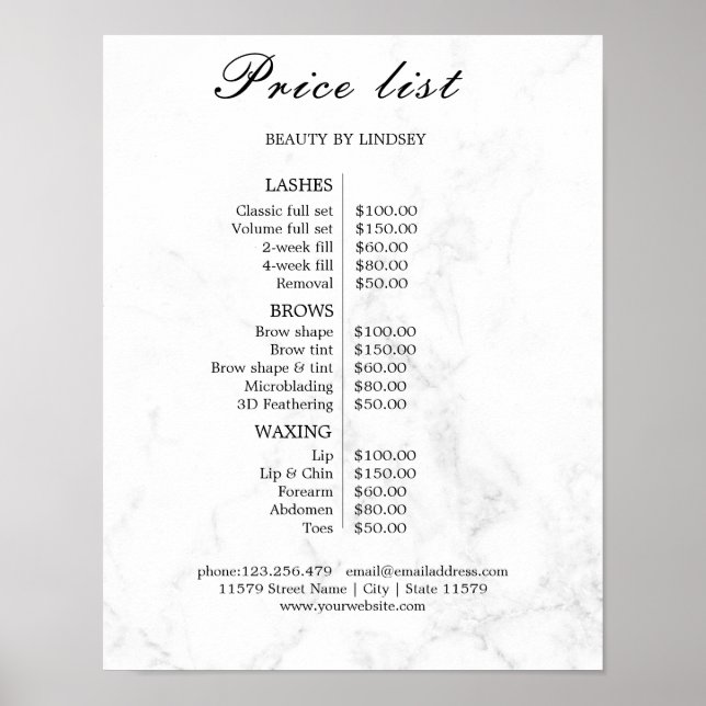 Vintage Beauty Salon Price List Poster (Framsidan)