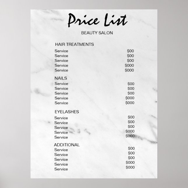 Vintage Beauty Salon Price List Poster (Framsidan)