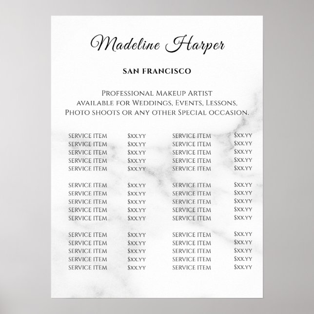 Vintage Beauty Salon Price List Poster (Framsidan)