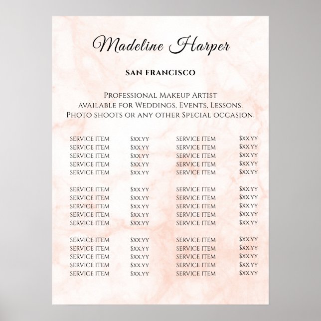 Vintage Beauty Salon Price List Poster (Framsidan)