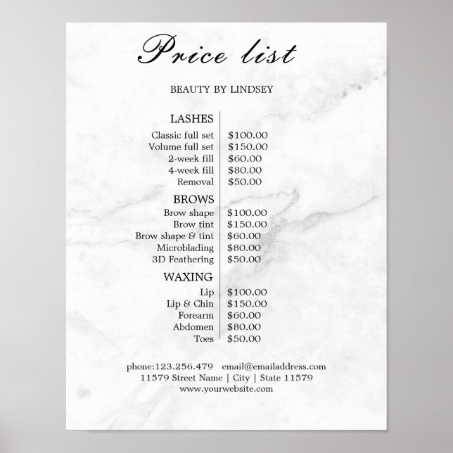 Vintage Beauty Salon Price List Poster (Framsidan)