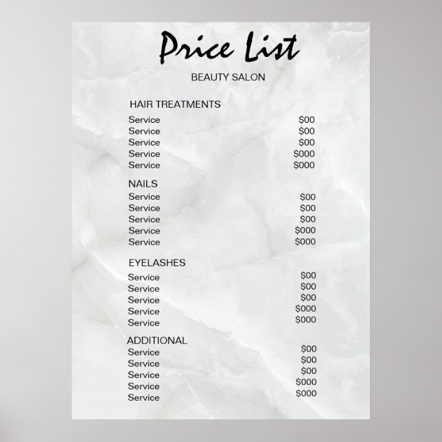 Vintage Beauty Salon Price List Poster (Framsidan)