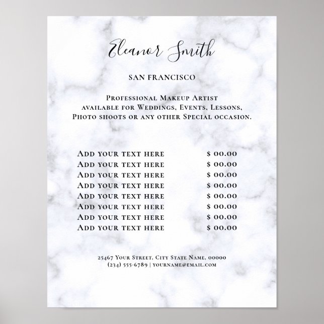 Vintage Beauty Salon Price List Poster (Framsidan)