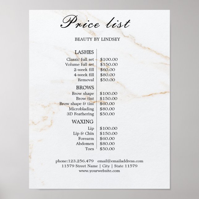 Vintage Beauty Salon Price List Poster (Framsidan)