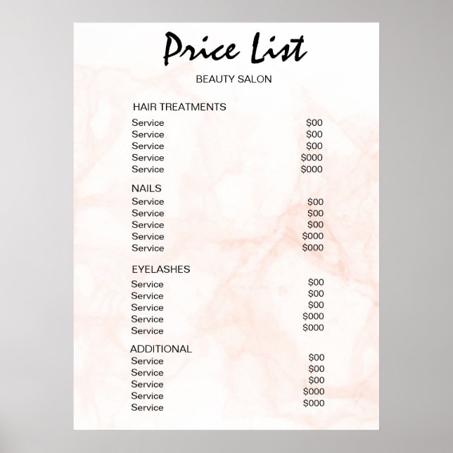 Vintage Beauty Salon Price List Poster (Framsidan)