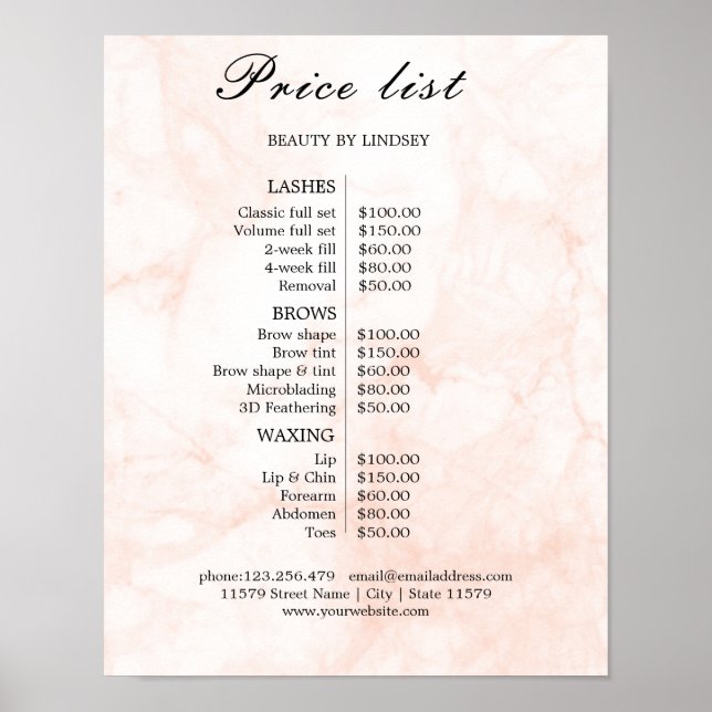 Vintage Beauty Salon Price List Poster (Framsidan)