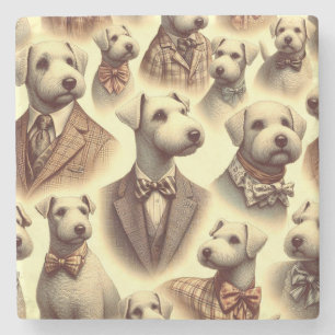Vintage Bedlington Terrier Illustration Stenunderlägg