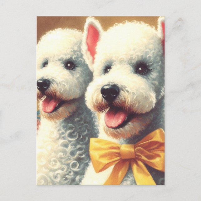 Vintage Bedlington Terrier-målning Vykort (Framsida)