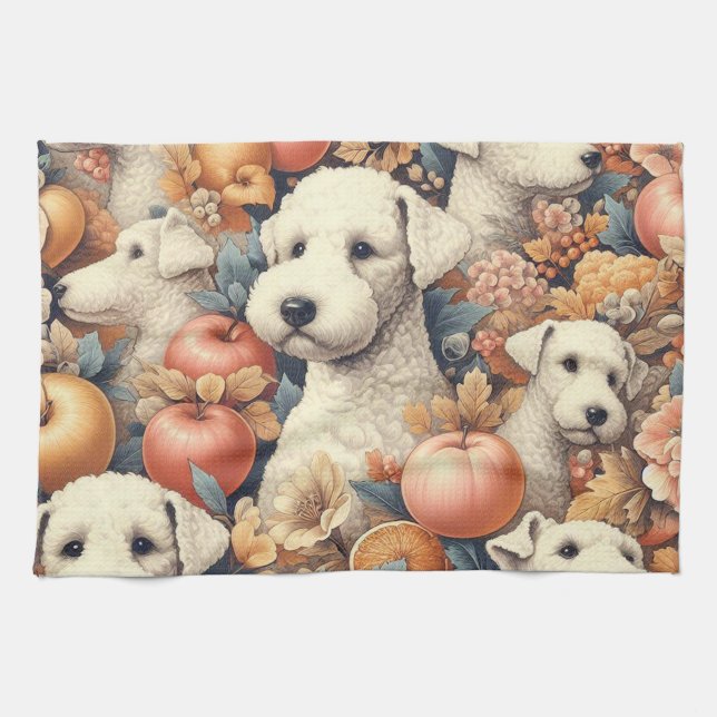 Vintage Bedlington Terrier Seamless Kökshandduk (Horisontell)