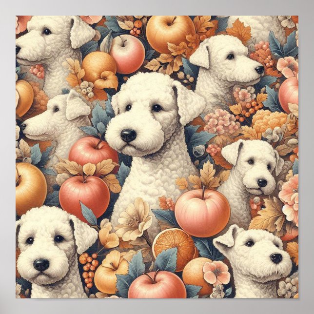 Vintage Bedlington Terrier Seamless Poster (Framsidan)