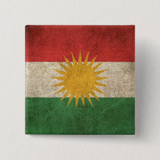 Vintage bedrövad flagga av kurdistanen knapp