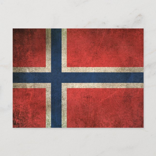 Vintage bedrövad flagga av norgen vykort (Framsida)