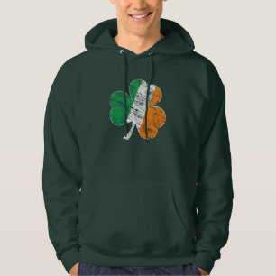 Vintage bedrövad irländsk flaggaShamrockHoodie Hoodie