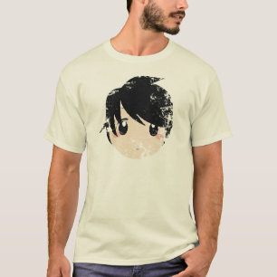 Vintage bedrövad japansk Animeansikteutslagsplats T Shirt