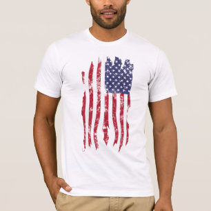 Vintage bedrövad söndersliten U.S.-flaggaskjorta Tee Shirt