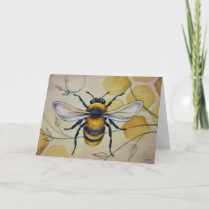 Vintage Bee 1 och Honeycomb Watercolor Art Kort
