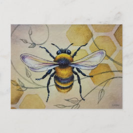 Vintage Bee 1 och Honeycomb Watercolor Art Vykort