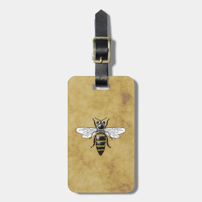 Vintage Bee #2 Nedsliten Antik Bakgrund Bagagebricka (Vertikal Framsida)