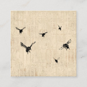 Vintage Bee Art Illustrated Script Stil Design Tilläggskort