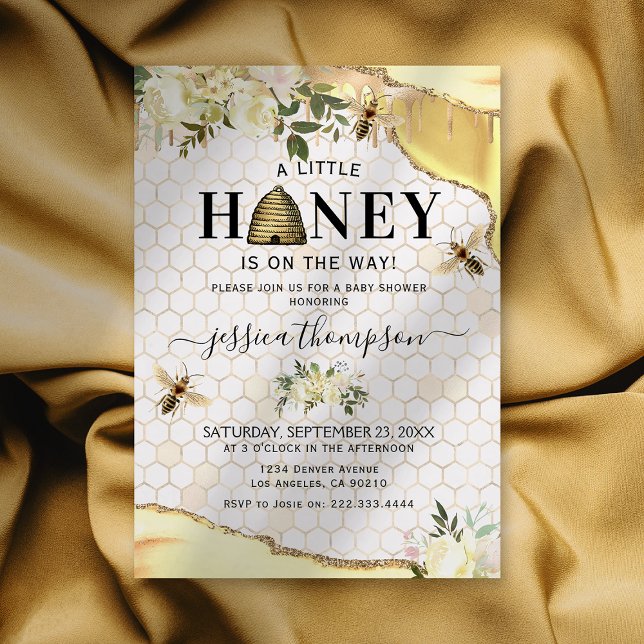 Vintage Bee Babyfirande Inbjudningar (Skapare uppladdad)