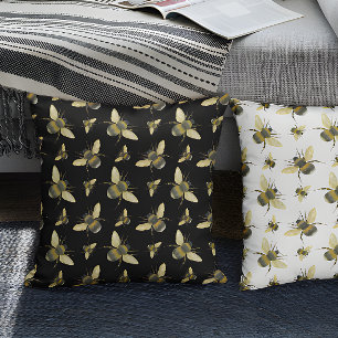 Vintage Bee Black Kudde