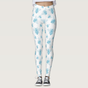 Vintage Bee Botanisk Blå (1) Leggings