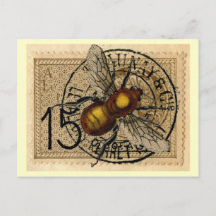 Vintage Bee Collage Vykort