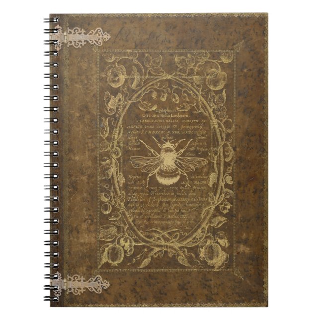 Vintage Bee Cover Anteckningsbok (Framsidan)