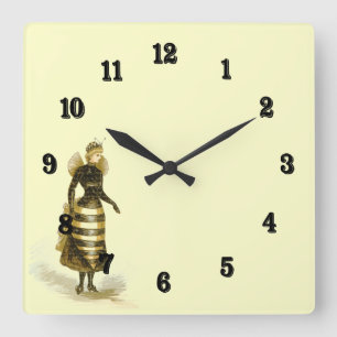 Vintage Bee Dam Fyrkantig Klocka