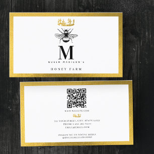 Vintage Bee Guld Honung Queen QR-kod Visitkort