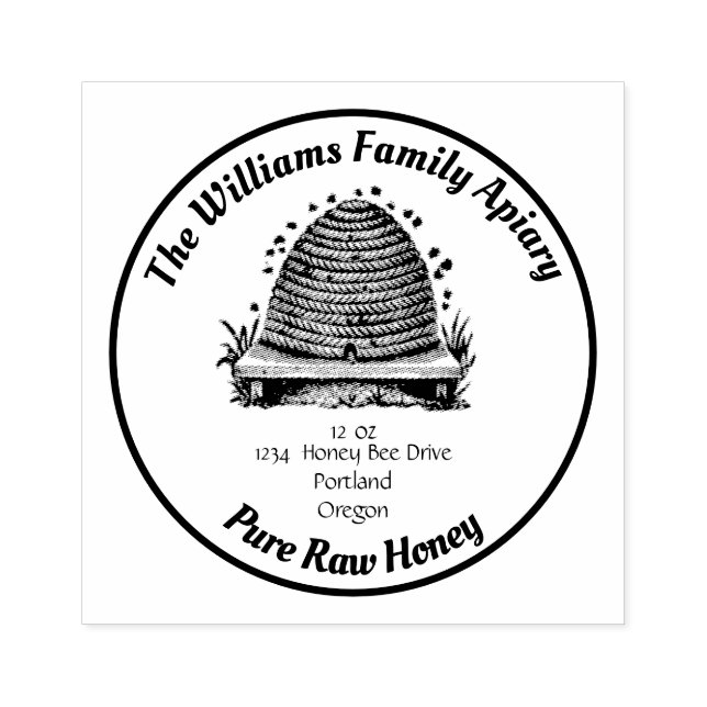 Vintage Bee Hive Apiary Adress Honung Burk Stämpel (Tryck)