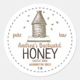 Vintage Bee Hive med små bin Runt Klistermärke