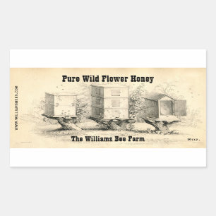 Vintage Bee Hives Honung Burk Stickers Rektangulärt Klistermärke