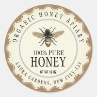 Vintage Bee Honung Burk Anpassningsbar Label