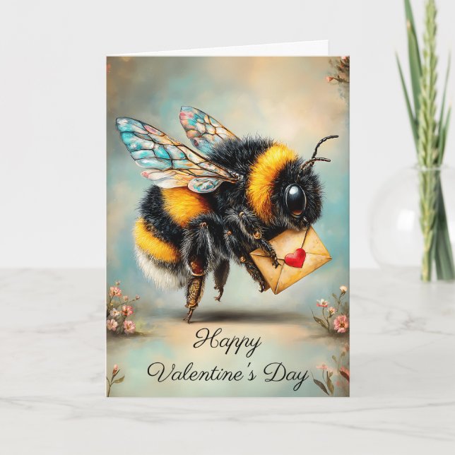 Vintage Bee Kärleksbudbärare Kort (Framsida)