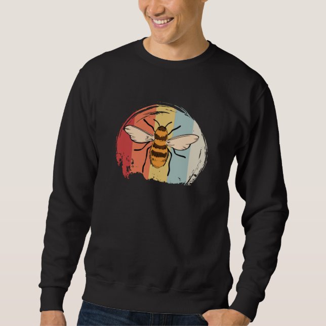 Vintage Bee Lång Ärmad Tröja (Framsida)