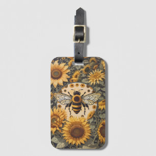 Vintage Bee och solblommor Bagagebricka