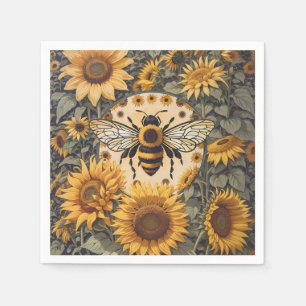 Vintage Bee och solblommor Pappersservett