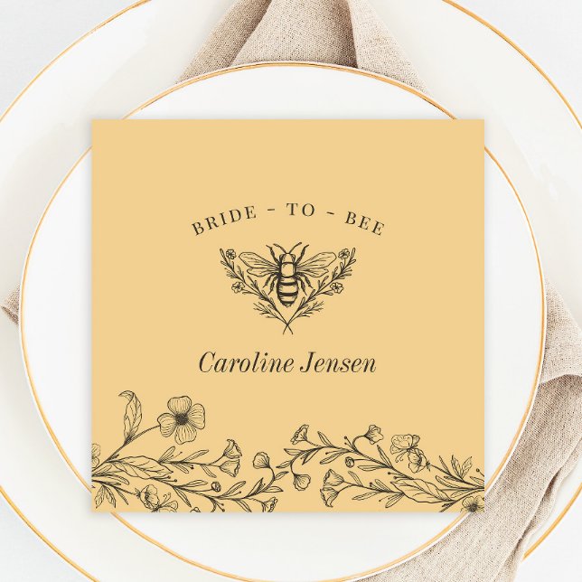 Vintage Bee Wildblommes Gult Shower Pappersservett (Skapare uppladdad)
