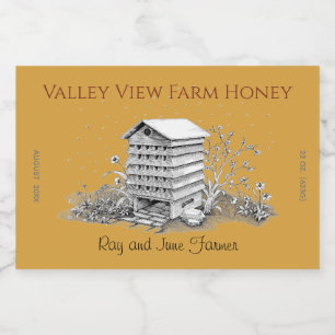 Vintage Beehive och bin Amber Honung Burk Mat Etiketter