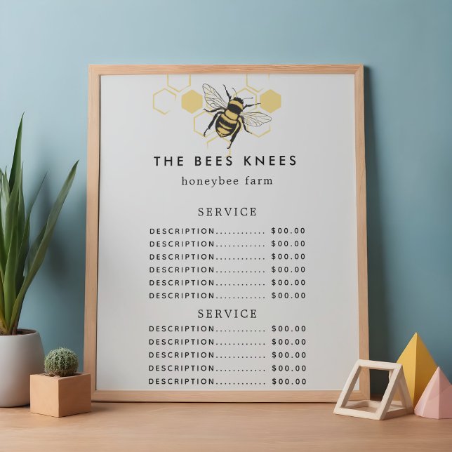 Vintage Beekeeping & Honeybee Farm Business Meny (Vintage Beekeeping & Honeybee Farm Business Menu)