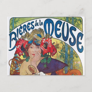Vintage Beer Art nouveau Alphonse Mucha Vykort
