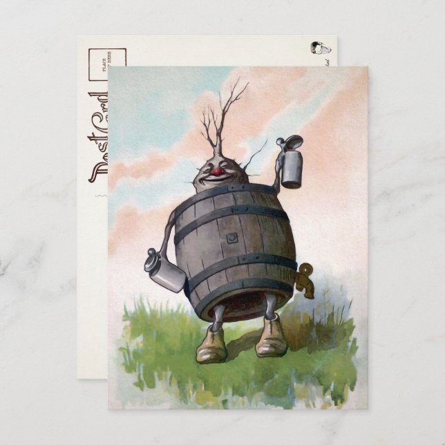 Vintage Beer Keg Postcard  Vykort (Fram/baksida)