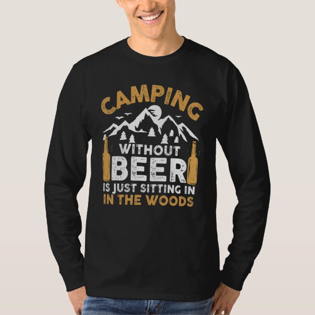 Vintage Beer Lover Camping T Shirt (Framsida)