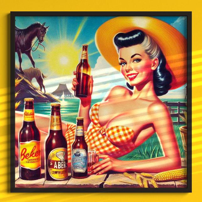 Vintage Beer Summer Girl Poster (Skapare uppladdad)